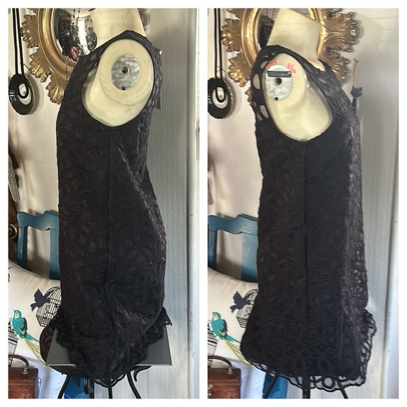 Black Petal Lace Overlay Shift Dress - Picture 5 of 16